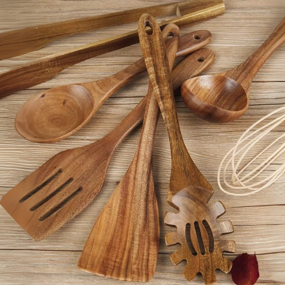 Wooden Cooking Utensils - Set of 7