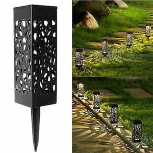 Solar Hollow-Carved Pathway Lantern Lights | Waterproof LED Garden Stake Lights for Lawns, Paths & Patios
