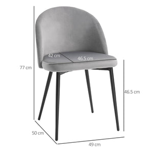Dining Chairs Set of 2 | Armless Soft Fabric | Grey