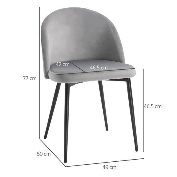 Dining Chairs Set of 2 | Armless Soft Fabric | Grey