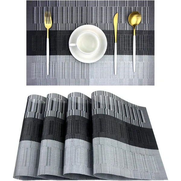 Placemat Set - SturdyWoven - Heat-Resistant Vinyl Mats - Elegant Table Decor