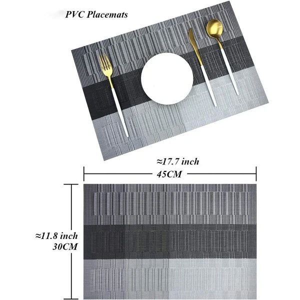 Placemat Set - SturdyWoven - Heat-Resistant Vinyl Mats - Elegant Table Decor