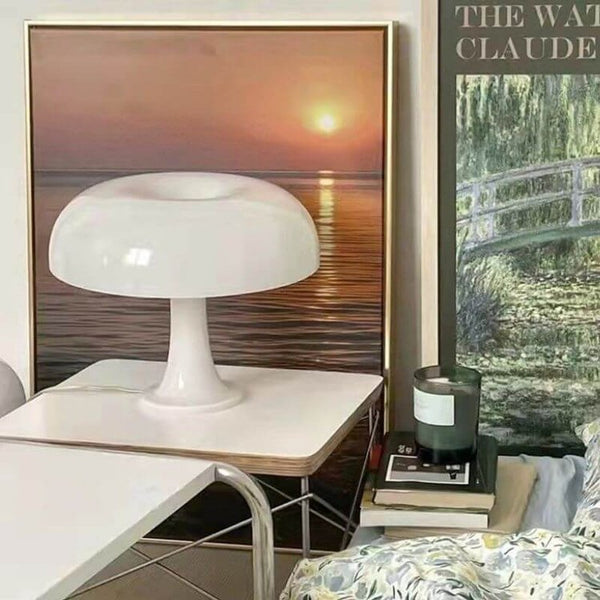 Mushroom Table Lamp – Glomira – Retro Fungi Light – Glossy Room Decor