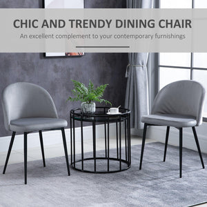 Dining Chairs Set of 2 | Armless Soft Fabric | Grey