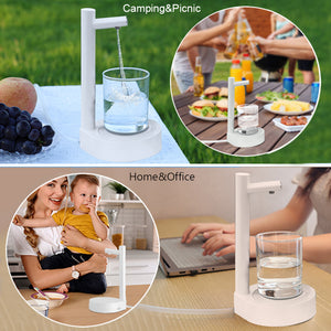 Electric Rechargeable Automatic Water Bottle Dispenser Pump — USB-C Gallon Water Pump Dispenser for Home, Office & Outdoor Use | 1800mAh | White & Blue