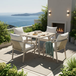 4 Seater Garden Dining Set | Rope Chairs & WPC Table, Beige