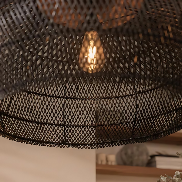 Rattan Pendant Light - Solara - Boho Ceiling Lamp - Handwoven Home Decor