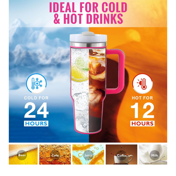 ThermoSip 40 Oz Insulated Tumbler with Handle and Straw