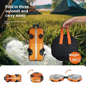 Portable Double Burner Camping Gas Stove | Folding Butane Cooktop 2.5kW Power | Outdoor Cooking Stove