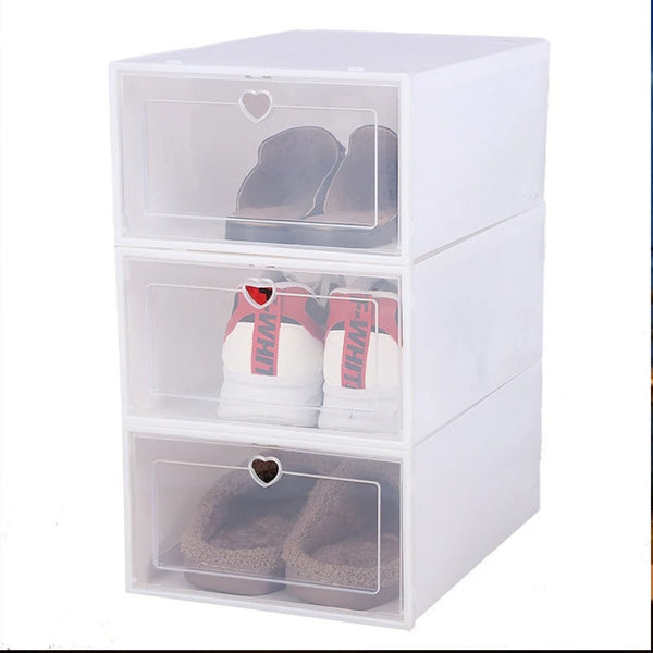 ClearStack Shoe Storage Boxes – Foldable Stackable Organizers