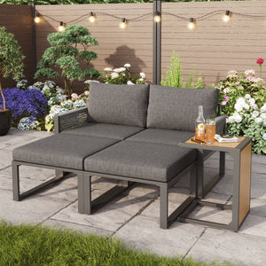 Modular Garden Sofa Set 2-4 Seater | PE Rattan Lounge, Grey