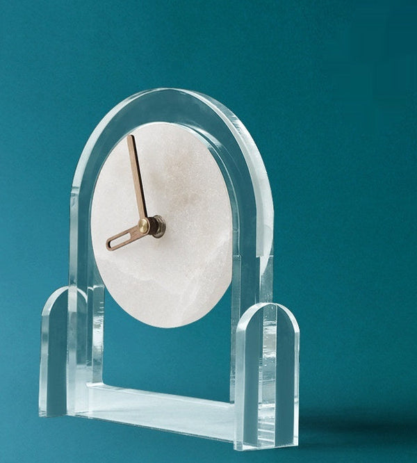 Jade Stone Desk Clock Ornament UK — Nordic Style Luxury Decor