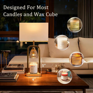 Brushed Gold Candle Warmer Lamp Programmable Timer