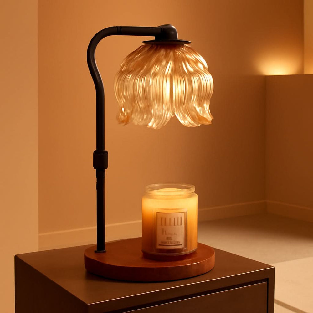 Walnut Wood Contemporary Candle Warmer Lamp Dimming