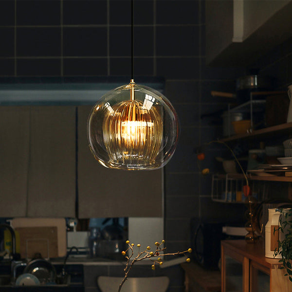 Glass Pendant Light – Halvix – Modern Ceiling Fixture – Elegant Room Lighting