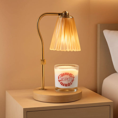 Elegant Walnut Finish Adjustable Candle Warmer Lamp