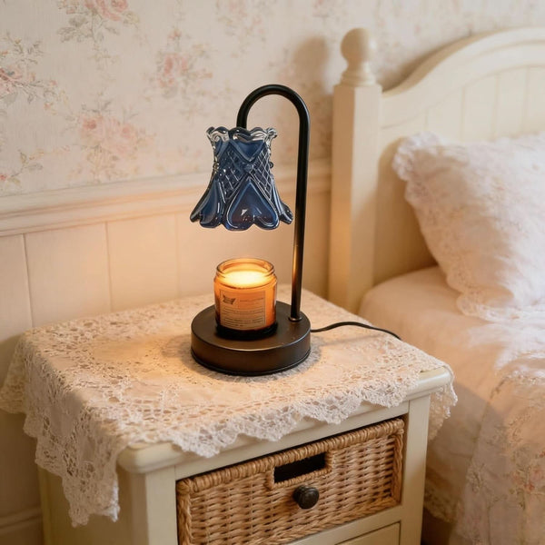 Candle Warmer Lamp With Dimmable Cobalt Lampshade