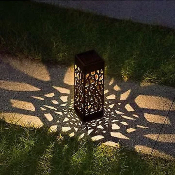 Solar Hollow-Carved Pathway Lantern Lights | Waterproof LED Garden Stake Lights for Lawns, Paths & Patios