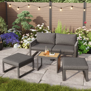 Modular Garden Sofa Set 2-4 Seater | PE Rattan Lounge, Grey