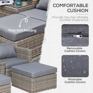 5-Piece Rattan Garden Sofa Set | Thick Cushions & Glass Table