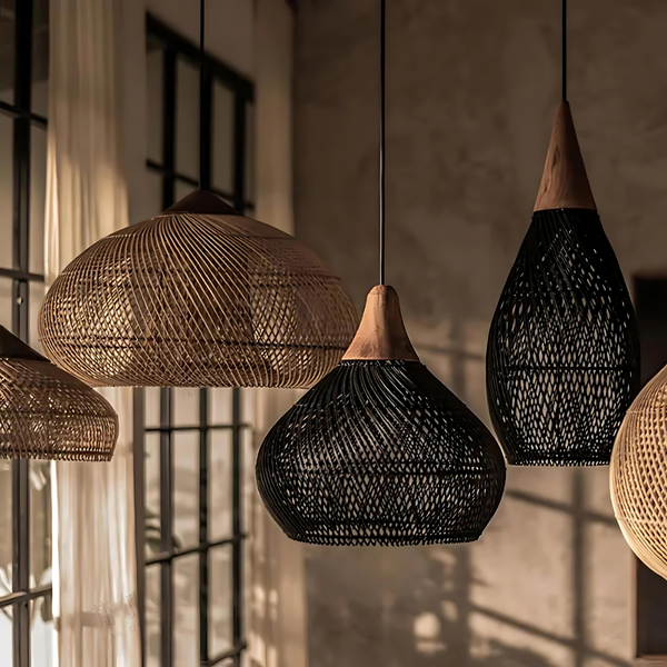 Rattan Pendant Light - Solara - Boho Ceiling Lamp - Handwoven Home Decor