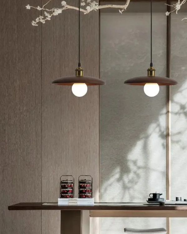 Pendant Ceiling Light - Halvora - Slim Wood Shade - Japandi Zen Design
