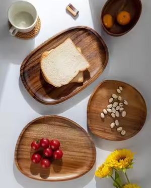 Wooden Serving Tray - Jardena - Rustic Platter Set - Natural Kitchen Decor