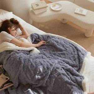 Lambswool Blanket - Snugglea - Thick Winter Fleece - Cosy Bed Throw