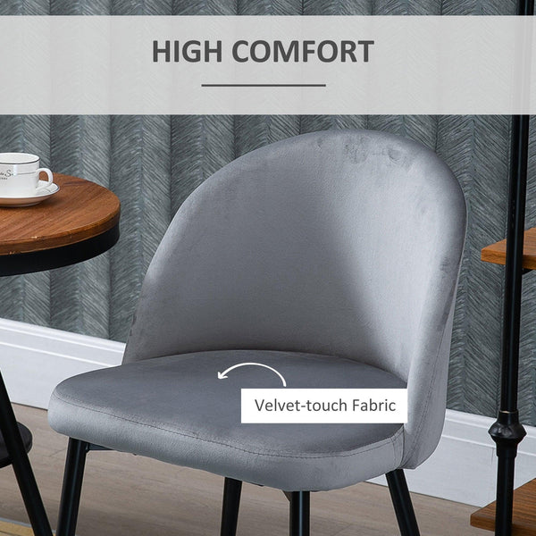 Dining Chairs Set of 2 | Armless Soft Fabric | Grey