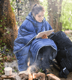 Wearable Camping Quilt Cloak Sleeping Bag | Portable Warm Travel Blanket 800g Ultralight | Waterproof Hiking Poncho Sleeping Bag