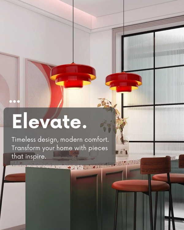 Pendant Ceiling Light - Cascadia - Retro Orange Style - Modern Statement Lighting