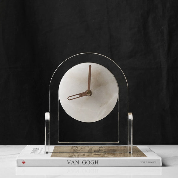 Jade Stone Desk Clock Ornament UK — Nordic Style Luxury Decor