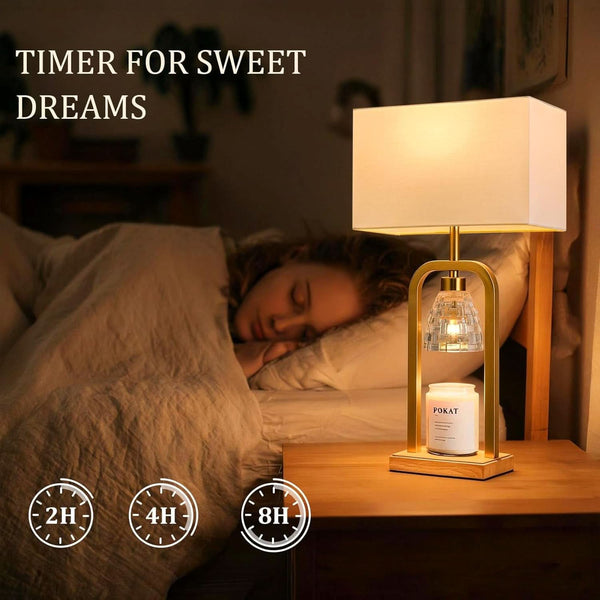 Brushed Gold Candle Warmer Lamp Programmable Timer