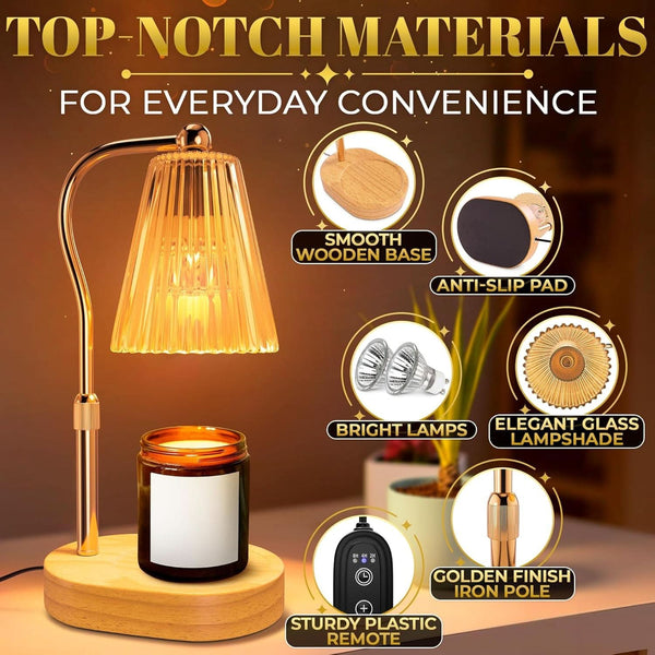 Elegant Walnut Finish Adjustable Candle Warmer Lamp