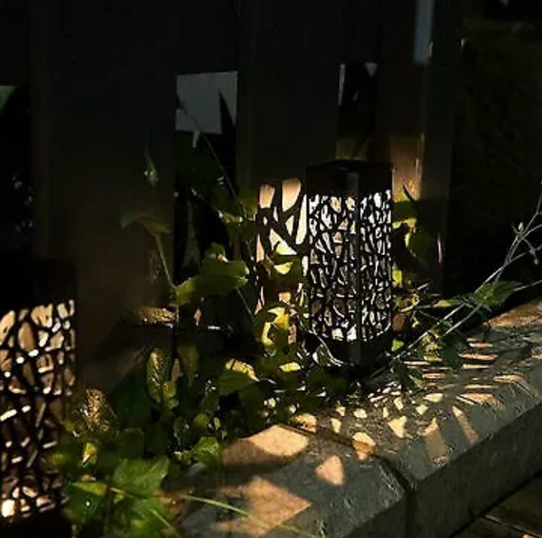Solar Hollow-Carved Pathway Lantern Lights | Waterproof LED Garden Stake Lights for Lawns, Paths & Patios