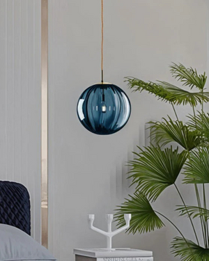 Pendant Ceiling Light - Virello - Amber Glass Globe - Modern Vintage Style