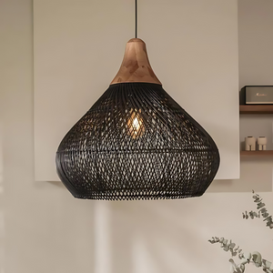 Rattan Pendant Light - Solara - Boho Ceiling Lamp - Handwoven Home Decor
