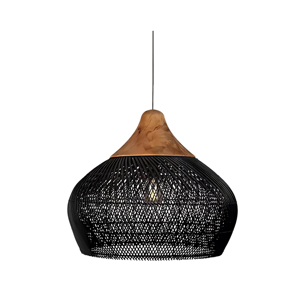 Rattan Pendant Light - Solara - Boho Ceiling Lamp - Handwoven Home Decor