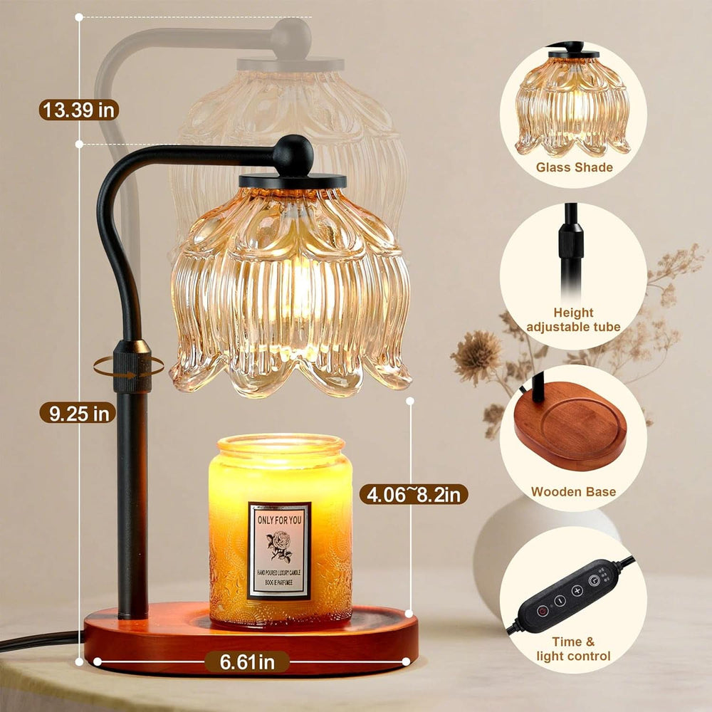 Walnut Wood Contemporary Candle Warmer Lamp Dimming