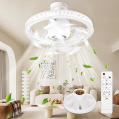 Ceiling Fan with LED Light & Remote | Dimmable E27 360° Fan