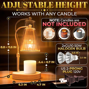 Elegant Walnut Finish Adjustable Candle Warmer Lamp
