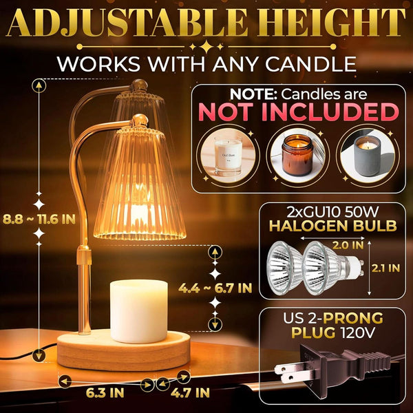 Elegant Walnut Finish Adjustable Candle Warmer Lamp