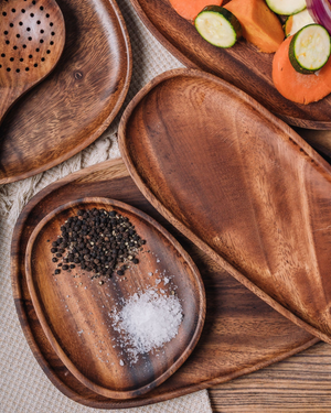 Wooden Serving Tray - Jardena - Rustic Platter Set - Natural Kitchen Decor