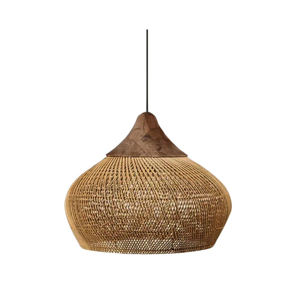 Rattan Ceiling Lamp - Solaro - Handwoven Boho Light - Natural Pendant Decor