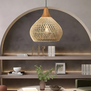 Rattan Ceiling Lamp - Solaro - Handwoven Boho Light - Natural Pendant Decor