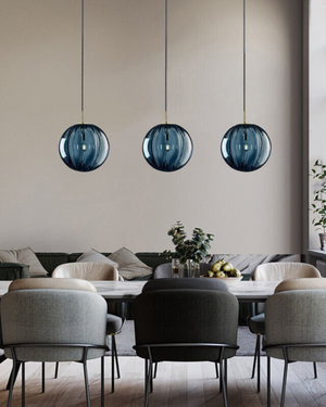 Pendant Ceiling Light - Virello - Amber Glass Globe - Modern Vintage Style