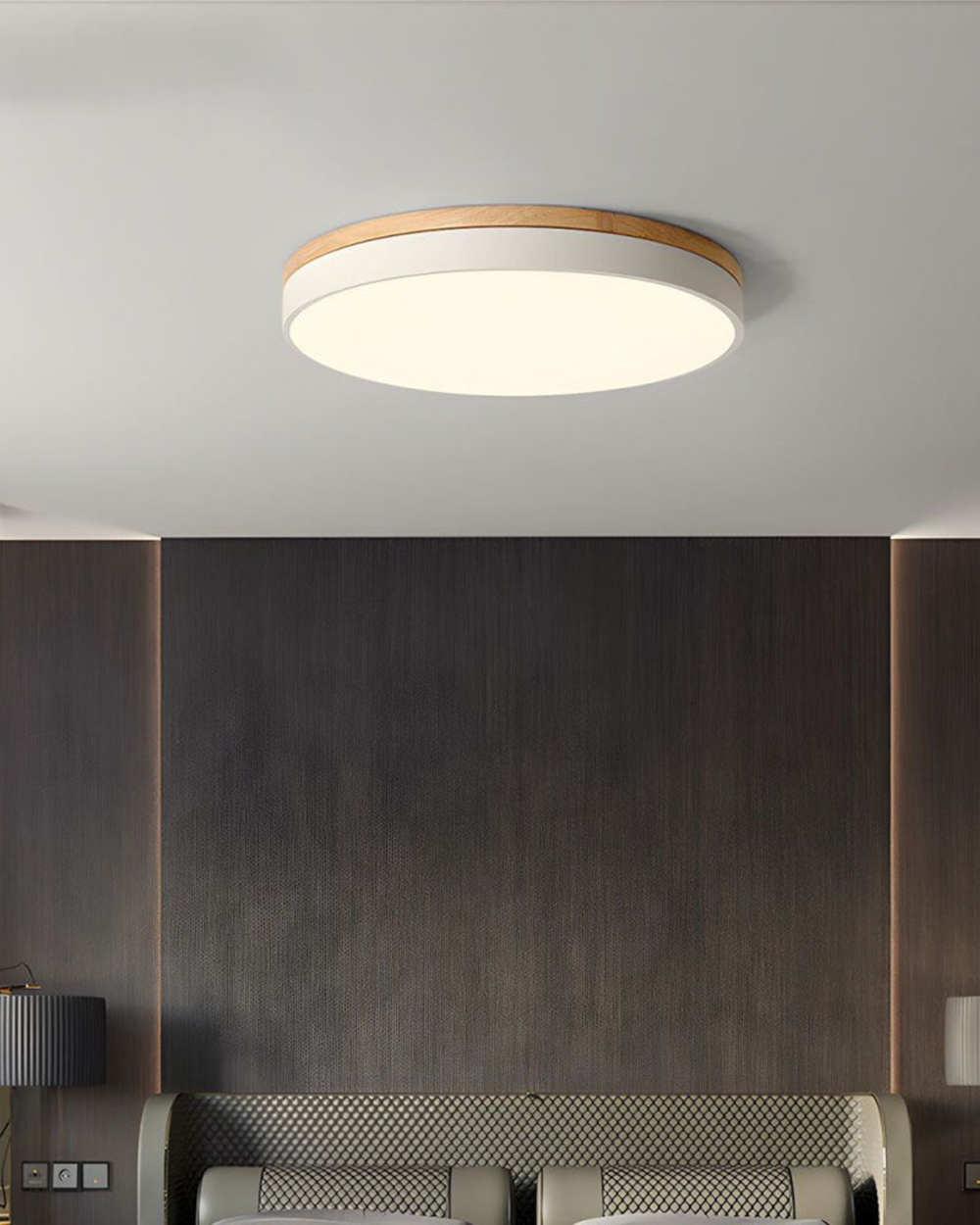 Ceiling Light Fixture - Naturion - Wood Trim Design - Modern Flush Mount LED