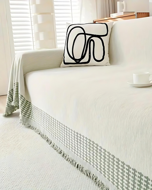 Sofa Throw Cover - Novara - Boho Leaf Pattern - Modern Couch Protector