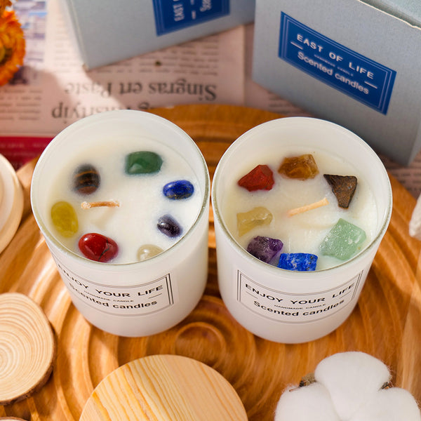 CrystalGlow Aromaterapi Lys – Naturlig Stein Soyavoks Lys i Gaveeske