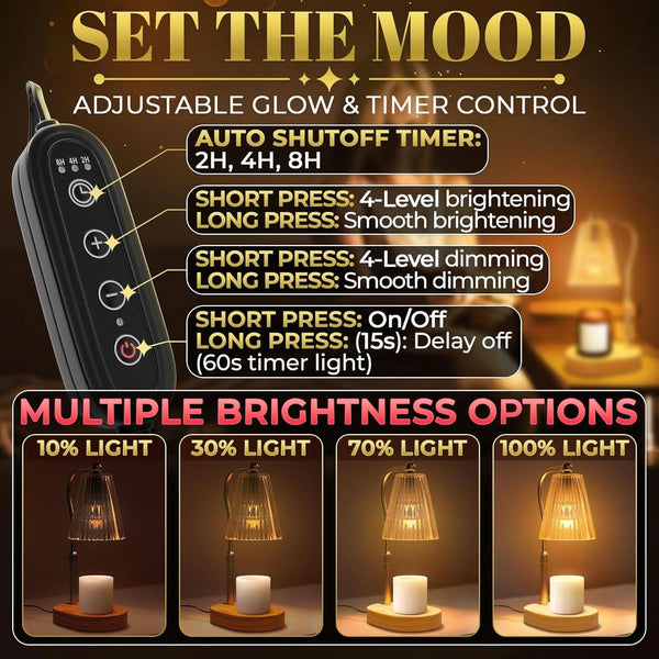 Elegant Walnut Finish Adjustable Candle Warmer Lamp